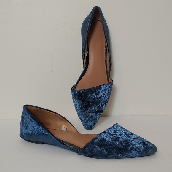 a new day Shoes - a new day Crushed Velvet D'Orsay Pointed Toe Flats
